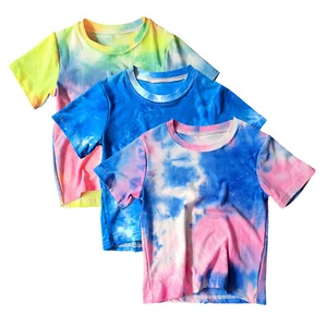 Kids Toddler Boys Girls Summer Tshirt Colorful Tie-Dyed Short Sleeve Shirt Tops - Picture 1 of 37