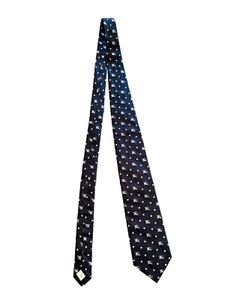 BURBERRY London Men's Neck Tie Navy Blue & Silver LOGOS - Foto 1 di 4