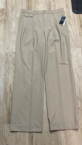 LAUREN Ralph Lauren Women Pleated Wool-Blend Twill Pants Tan Size 12 NEW $195 - Picture 1 of 16