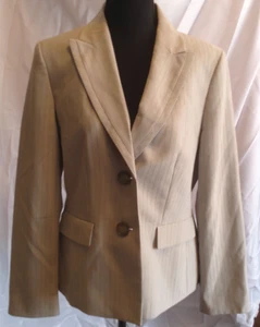 WOMENS LE SUIT LIGHT TAN PIN STRIPED BUTTON FRONT BLAZER SIZE 10 - Picture 1 of 5