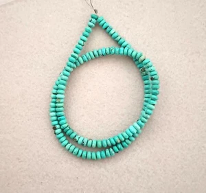 OLD STOCK CLOUD MOUNTAIN TURQUOISE 5MM PETITE RONDELLE BEADS - 15.75" - 2882E - Picture 1 of 4