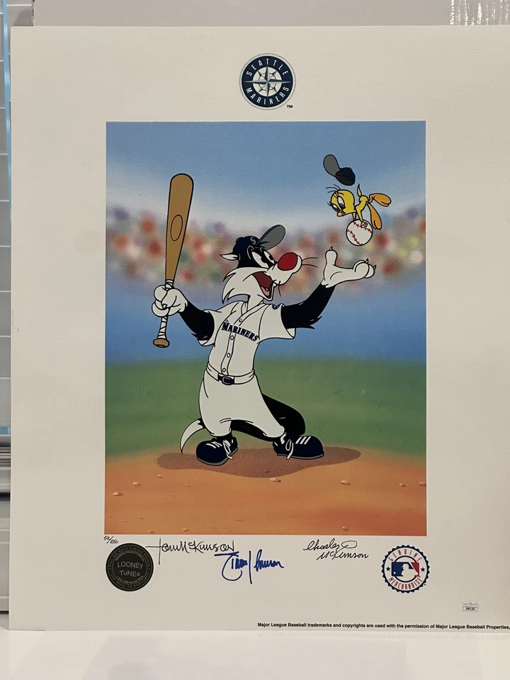 JSA Randy Johnson Seattle Mariners Signed Looney Tunes Ltd Ed/250 Lithograph - Image 1 of 4