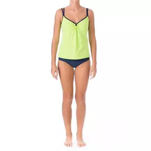 Mainstream Brand Damen 2-teiliger Tankini Badeanzug limettengrün marineblau 8/10 - Bild 1 von 3