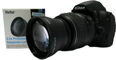 SPORT ACTION 6 ELEMENT UHD 2.2X TELE ZOOM LENS FOR Nikon D3200 D3000 D5300 D50  - Image 1 of 4