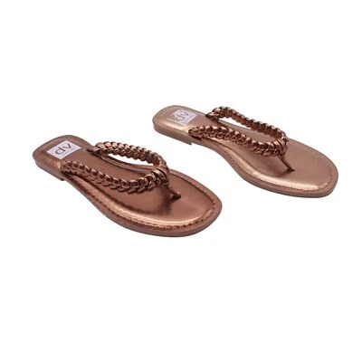 DV Dolce Vita Jan Flip Flop Sandals Sz 7.5 Metallic Bronze Braided Strap Casual - Image 1 of 4