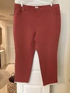 LOGO BY LORI GOLDSTEIN CROP JEANS W/LACE SPLIT HEM RUST SIZE 22W - Picture 1 of 11