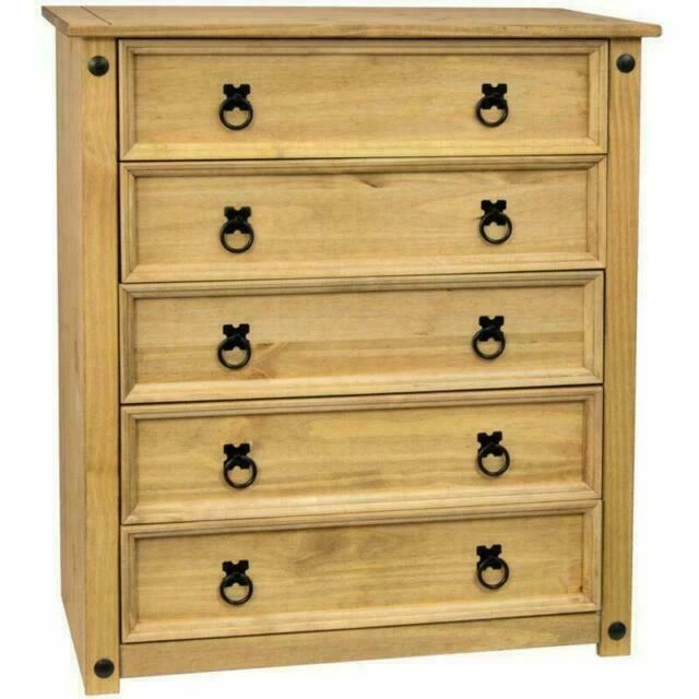 Home Discount Corona Rustico 5 Drawers - Brown