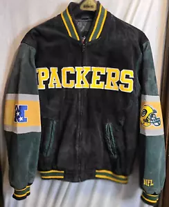 Green Bay Packers Fußball Herrenjacke Leder Wildleder Größe NFL Medium M - Bild 1 von 7