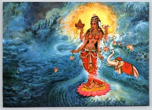 Postcard Appearance of the Goddess Lakshmi Hindu God and Goddess Art 2001 - Picture 1 of 2