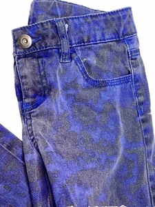 Black Blue Grunge Skinny Jeans Girl Size 8 adjustable waist Art Skater Y2K EUC - Picture 1 of 8