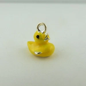 Gelbe Emaille Gummi Ente, Ente Sterlingsilber Charm - Bild 1 von 5