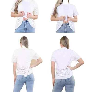 New Ladies Crochet Knitted Short Sleeve Jumper Shrug Open Front Party Cardigan - Picture 1 of 5