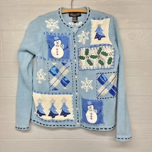 All Points Reference Points Christmas Cardigan Sweater Womens Small Distressed - Picture 1 of 7