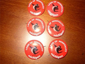 Vintage Lot 6 Pin Pinback Michigan Mich Mi State Great Lakes Detroit Lansing Fäustlinge - Bild 1 von 1