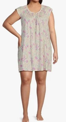 Новый $54 Miss Elaine плюс цветочный COTTONESSA крышка рукав короткая ночная рубашка размер 3 X новый с Ярлыками - Изображение 1 из 4