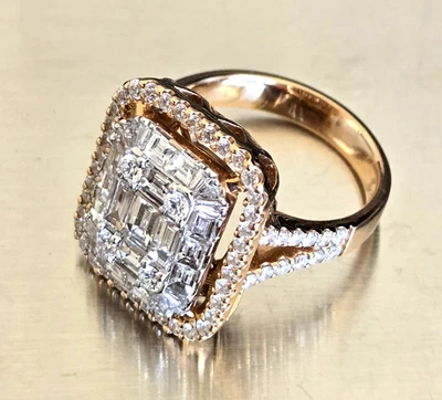 Anillo Cojín Cóctel Diamante Redondo Baguette Oro Rosa 18k Effy 2.41ct 6.75 Foto 1 de 4