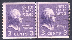 USED US #842 JEFFERSON HORIZONTAL LINE PAIR - Picture 1 of 1