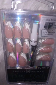 24 Uñas Francesas Prensado en Uñas Mujer Bonita Pegamento Neutro Brillo Imitación Uña - Imagen 1 de 7