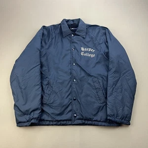 Vintage Harper College Jacket Adult Medium Navy Blue Champion Lined Coaches 60s - Picture 1 of 12