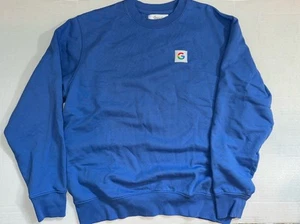 Google Sweatshirt Sz L Blue Crew Neck Long Sleeve Pullover Cotton Official USED - Picture 1 of 7