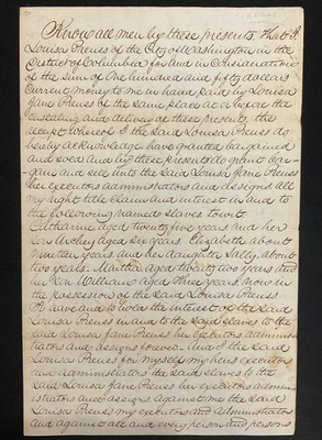 1846  Washington D.C Mortgage for Enslaved Women & Children - Image 1 of 4