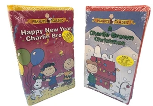Peanuts Classic Happy New Year Charlie Brown' A Charlie Brown Christmas VHS Lot - Picture 1 of 1