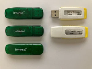 Job Lot 8GB x 5 Intenso Rainbow & Kingston G3 USB 2.0 Flash Drive Memory Sticks - Photo 1/1