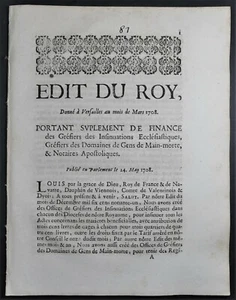 [Pflicht Ancien Régime] EDIT DU ROY Apostolischer Notar Kirchenschreiber  - Bild 1 von 1