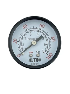 Air Pressure Gauge 2" Dial Center Back Mount 1/4"NPT - 0 to 100PSI - Picture 1 of 3