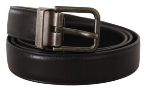 Dolce & Gabbana Negro Pantorrilla Cuero Vintage Logo Hebilla de Metal Hombre - Imagen 1 de 5