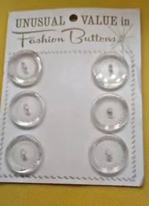 6-Buttons sewing & crafting vintage Unusual Value Fashion , original card. - Picture 1 of 3