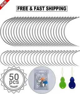 50 PCS Curved Needles Curved Sewing Needles for Leather Projects Carpet or Canv - Picture 1 of 6
