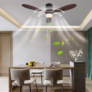 52'' Ceiling Fan Light Brown 3-Color Chandelier Lamp 6 Speeds Lighting Fixture - Picture 1 of 21
