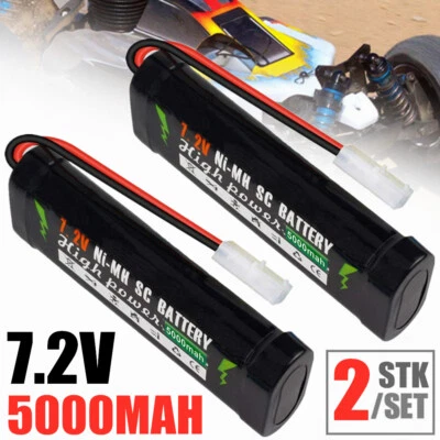 2 Stk 7,2V 5000mAh NI-MH Akku mit Tamiya-2P Stecker für RC Auto Boot Ersatzakkus - Bild 1 von 4
