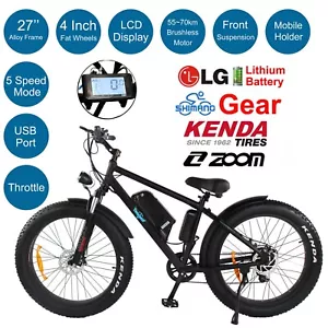 27" Alloy Electric Beach Mountain Cruiser Bike Ebike Fat Tyre Black Budtrol 27 - Picture 1 of 4