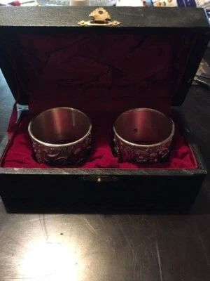 Antiguo anillo de servilleta musical francés de plata esterlina con figura de querubín Putti Angel Foto 1 de 4