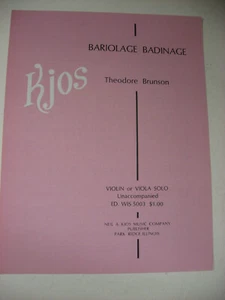 Theodore Brunson Bariolage Badinage Violin or Viola Solo Sheet Music Neil A Kjos - Imagen 1 de 2