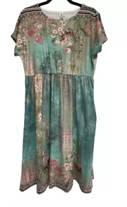 Pink Daisy Womens Round Neck Short Sleeves Multicolor Floral Top Size L - Picture 1 of 3