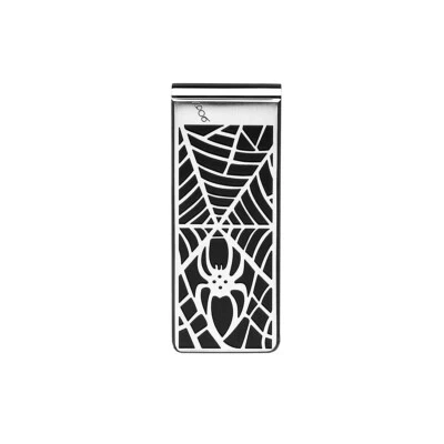 Montblanc Men's Spider & Web Motif Stainless Steel Lacquer Money Clip #114709 - Image 1 of 4
