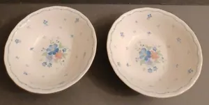 Lote de 2 tazones de sopa de cereal Nikko Dauphine de 6" azules y blancos - Imagen 1 de 6
