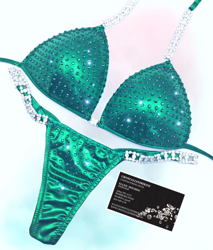 Emerald 3/8" scatter NPC competition bikini - Image 1 of 2