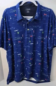 Chaps Men Polo Shirt XL Blue Golf Performance Logo - Picture 1 of 8