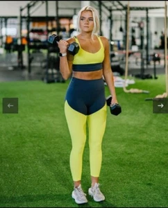 Zyia Active Neon Yellow Parallel Luxe Leggings NWT Size 8-10 - Picture 1 of 7