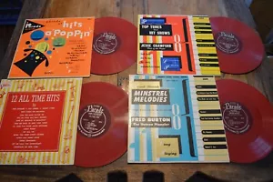 4 Vtg 10" RED LP Vinyl Records,Hits A'Poppin,Jesse Crawford,Minstrel Melodies - Foto 1 di 5