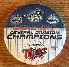 Minnesota Twins 2003 American League Central Champions Pin Button Pinback