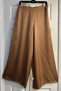 Young Fabulous & Broke AIKO zimtbraune Satin-Palazzohose ~ 27" Schrittlänge ~ Large - Bild 1 von 7