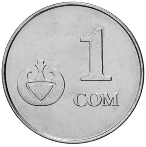 KYRGYZSTAN: RARE denomination coin 1 som 2008 KM#14 UNC - Picture 1 of 3