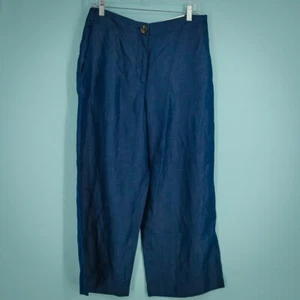 Ann Taylor Size 6 Blue Chambray Wide Leg Crop Cropped High Rise Pants NEW - Picture 1 of 8