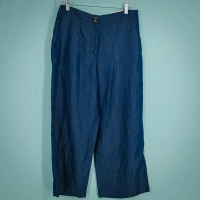 Pantalones Ann Taylor Talla 6 Azul Cambray Pierna Ancha Recortados Tiro Alto NUEVO Foto 1 de 4