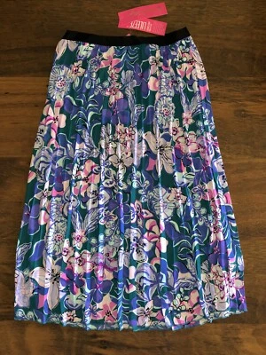 FALDA GIAVANA PEQUEÑA Moonlight Gardens Lilly Pulitzer Midi Plisada Lileeze Nueva con Etiquetas Foto 1 de 2